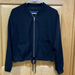 Who What Where black dressy zip up bomber jacket S